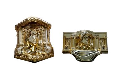 Gold Plating Coffin Parts Customized Copper Color 19 Kg / 18kg  With Christ Model