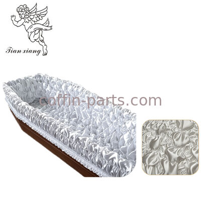 White Half Couch Wooden Casket，Iron Burial Vault Stainless Steel Casket For Exceptional Durability